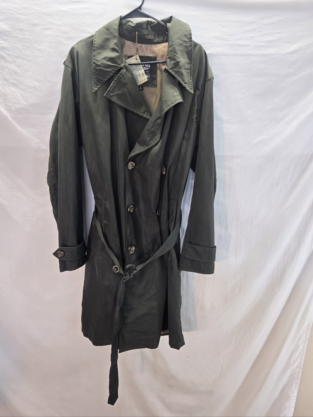 Cockpit USA Men's Large Green Field Jacket Trench Coat Belt Fishtail Parka